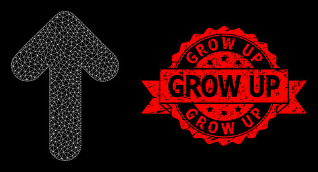 scratched grow up stamp seal and polygonal net vector image