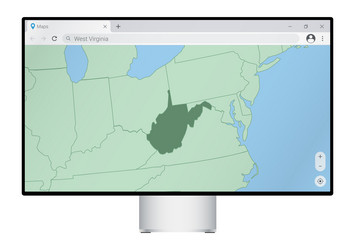 computer monitor with map of west virginia vector image