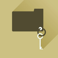 Flat icon with long shadow key folder vector