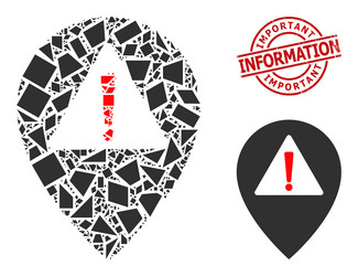 geometric warning map pointer icon mosaic vector image