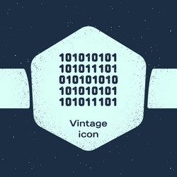 grunge line binary code icon isolated on blue vector image