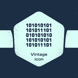 Grunge line binary code icon isolated on blue vector