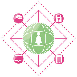 network globe social connections with date vector image