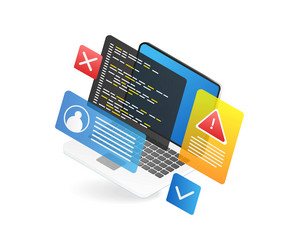 program language problem warning isometric flat vector image