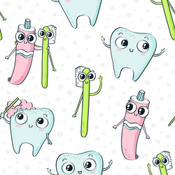 seamless pattern with cute childish characters vector image