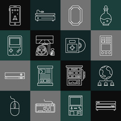 set line video game console computer network vector image