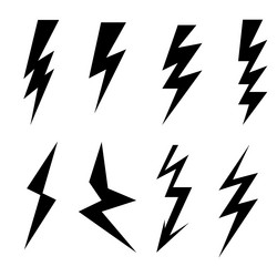 set of black lightingthunder and lightning colle vector image