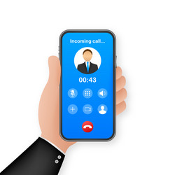 smartphone with incoming call on display vector image