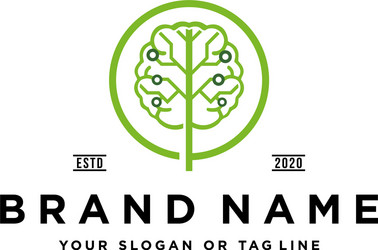 tree brain tech logo design vector image