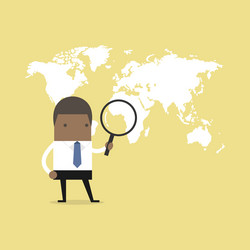 African businessman holding magnifying glass vector