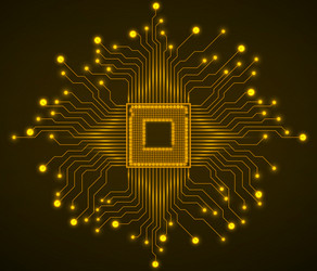 cpu microprocessor microchip circuit board vector image