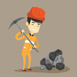 miner working with pickaxe vector image