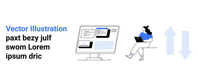person using laptop with dropdown menus and arrows vector image