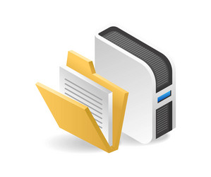 server data storage folder isometric flat 3d vector image