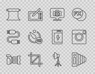 set line photo camera picture crop empty vector image