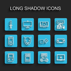 set line portable video game console create vector image