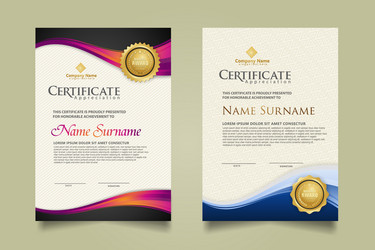 set modern certificate template with flow lines vector image