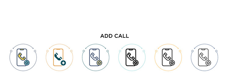 add call icon in filled thin line outline vector image