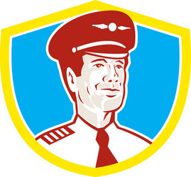 Aircraft pilot aviator shield retro vector