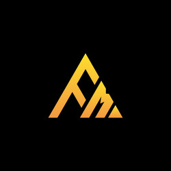 f m monogram initial logo with a yellow triangle vector image