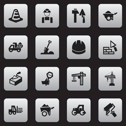 set of 16 editable building icons includes vector image