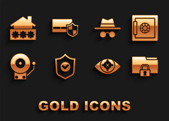set shield with check mark safe folder and lock vector image