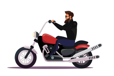 Old man biker riding chopper motorcycle Royalty Free Vector