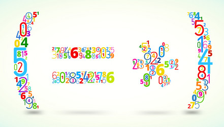 Colorful Math Operands & Numbers Font vector image