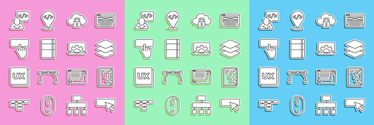 set line ui or ux design web development layers vector image