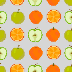 apples and oranges seamless pattern pixel vector image