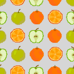 apples and oranges seamless pattern pixel vector