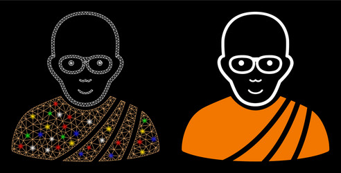 flare mesh network buddhist monk icon with vector image