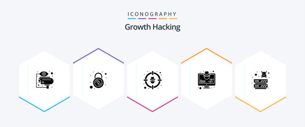 hacking 25 glyph icon pack including virus hacker vector image