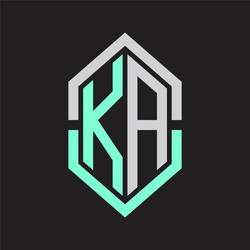 ka logo monogram with hexagon shape and outline vector image