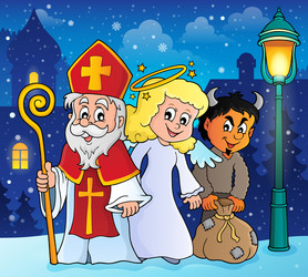 Saint Nicholas Winter Scene Vector Image