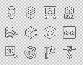 set line 3d printer cube setting isometric vector image