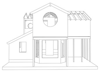 abstract 3d render of building wireframe structure vector image