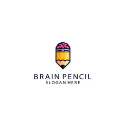 Brain pencil logo design vector