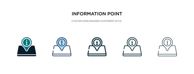 Information point icon in different style two vector