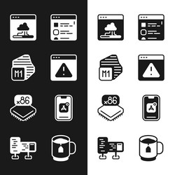 set browser with exclamation mark processor cloud vector image