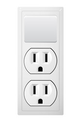 Electrical socket type b with switch receptacle vector