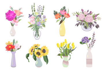 Floral Bouquet Icon Set Vector Image