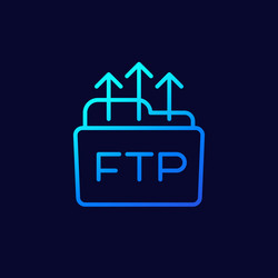 Ftp upload to server line icon vector