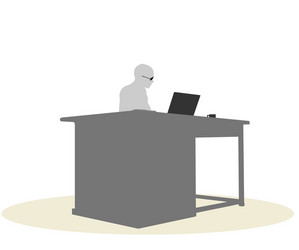 A business woman sitting at desk vector