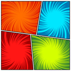 Colorful twisted comic book radial rays lines vector