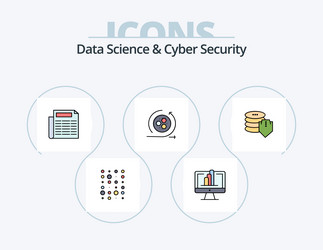 data science and cyber security line filled icon vector image