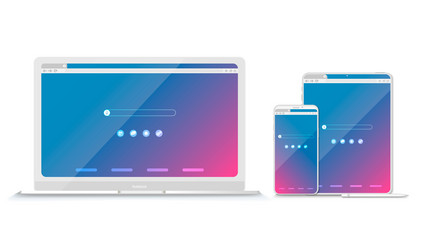 set of flat blank browser windows for different vector image
