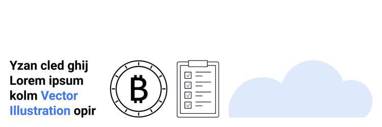 abstract bitcoin checklist and cloud elements vector image