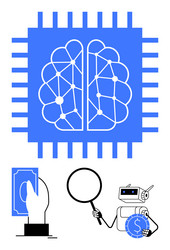 artificial intelligence concept with neural chip vector image