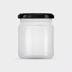 empty transparent glass jar with screw cap round vector